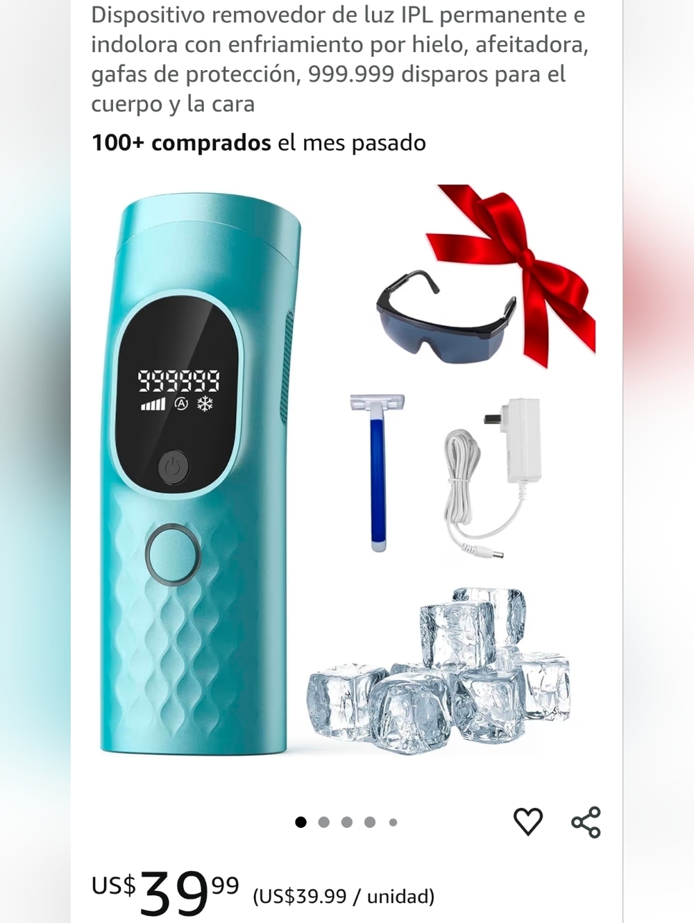 Turquoise Handheld IPL Hair Removal Device with Accessories
